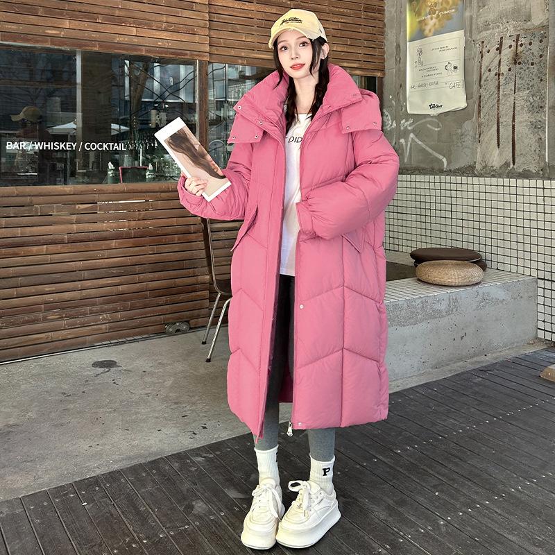 Winter New Hooded Cotton-padded Jacket, Knee-length Women's Cotton-padded Jacket, Versatile Thickened Bread Coat, Cotton-padded Jacket