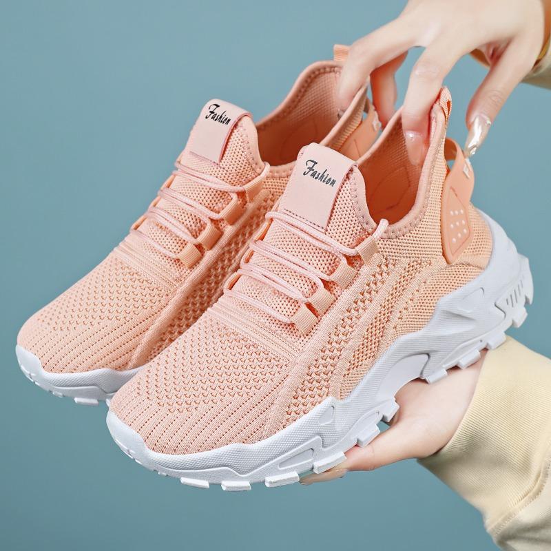 Women's Breathable Mesh Chunky Sneakers - Lightweight Athletic Shoes with Non-Slip Sole