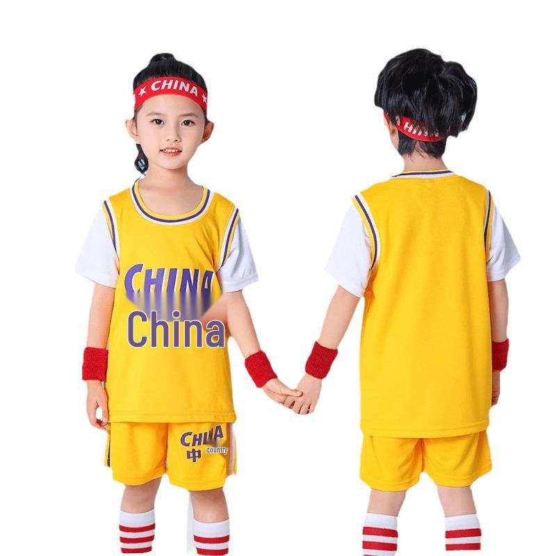 Children's Fake Two-Piece Basketball Uniform Set - Unisex Competition Jersey & Jump Rope for Sports Performance and Training.