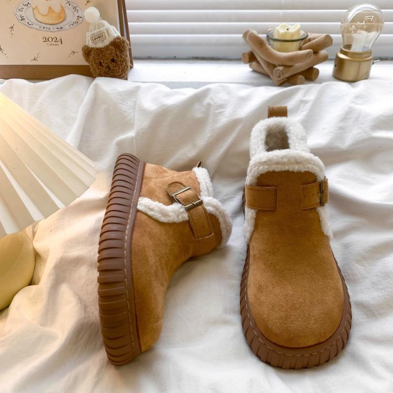 Snow Boots Children's New Winter Piled Thickened Non-slip Warm Fur Integrated Wool Cotton Shoes Women's Shoes