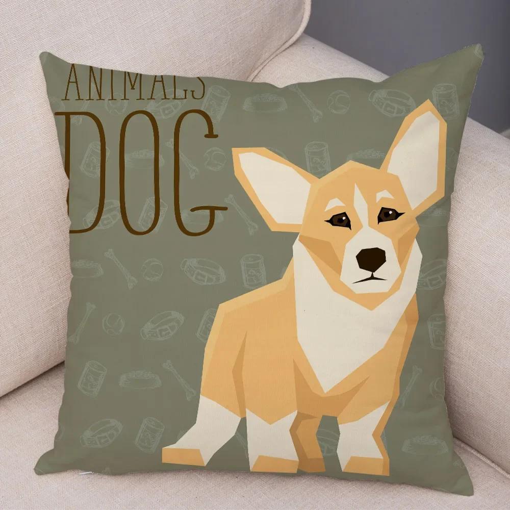 Home Sofa Pillowcase Color Dalmatian Schnauzer Decorative Cushion Cover Cartoon Dog Pet