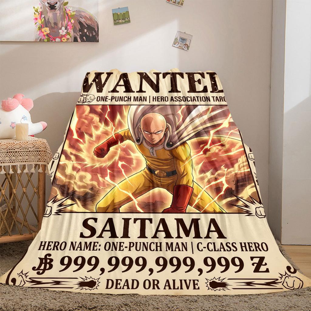 One Punch Man Modern 2D Print Flannel Blanket, Anime Design for Bedroom, Cozy Travel Picnic Throw Blanket_LIAN