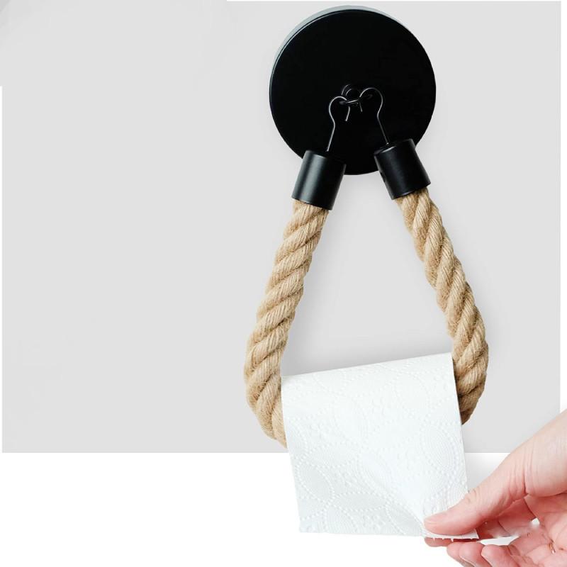 Paper Toilet Rope Holder Vintage Wall Mounted Toilet Roll Holder Hemp Hook Metal
