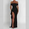 Summer European and American Tube Top Sexy Dress One-word Collar Halter Split Long Dress