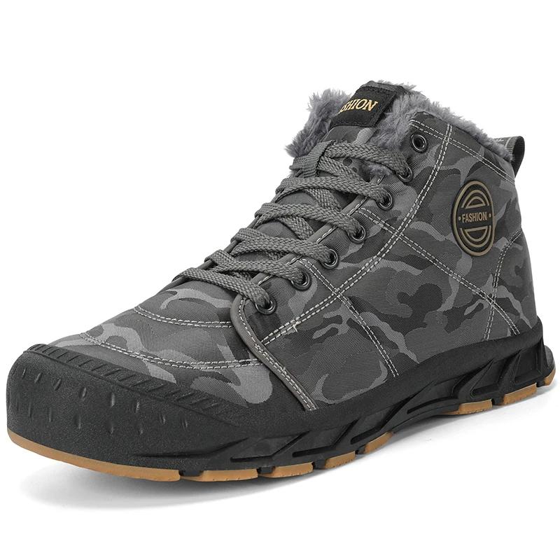 Fashion Men Winter Snow Boots Super Warm Men Hiking Boots Waterproof Men's Boots Outdoor Sneakers Non-slip Rubber Men's Work Ankle Boots