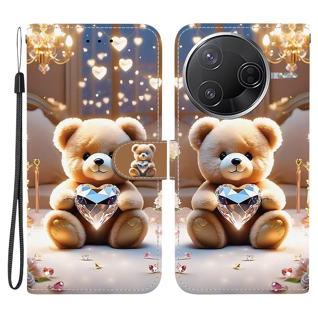Leather Case For Xiaomi Redmi K80 Pro 5G/K80 5G/Poco F7 Pro 5G/F7 Ultra 5G Pattern Printing Phone Cover with Wrist Strap