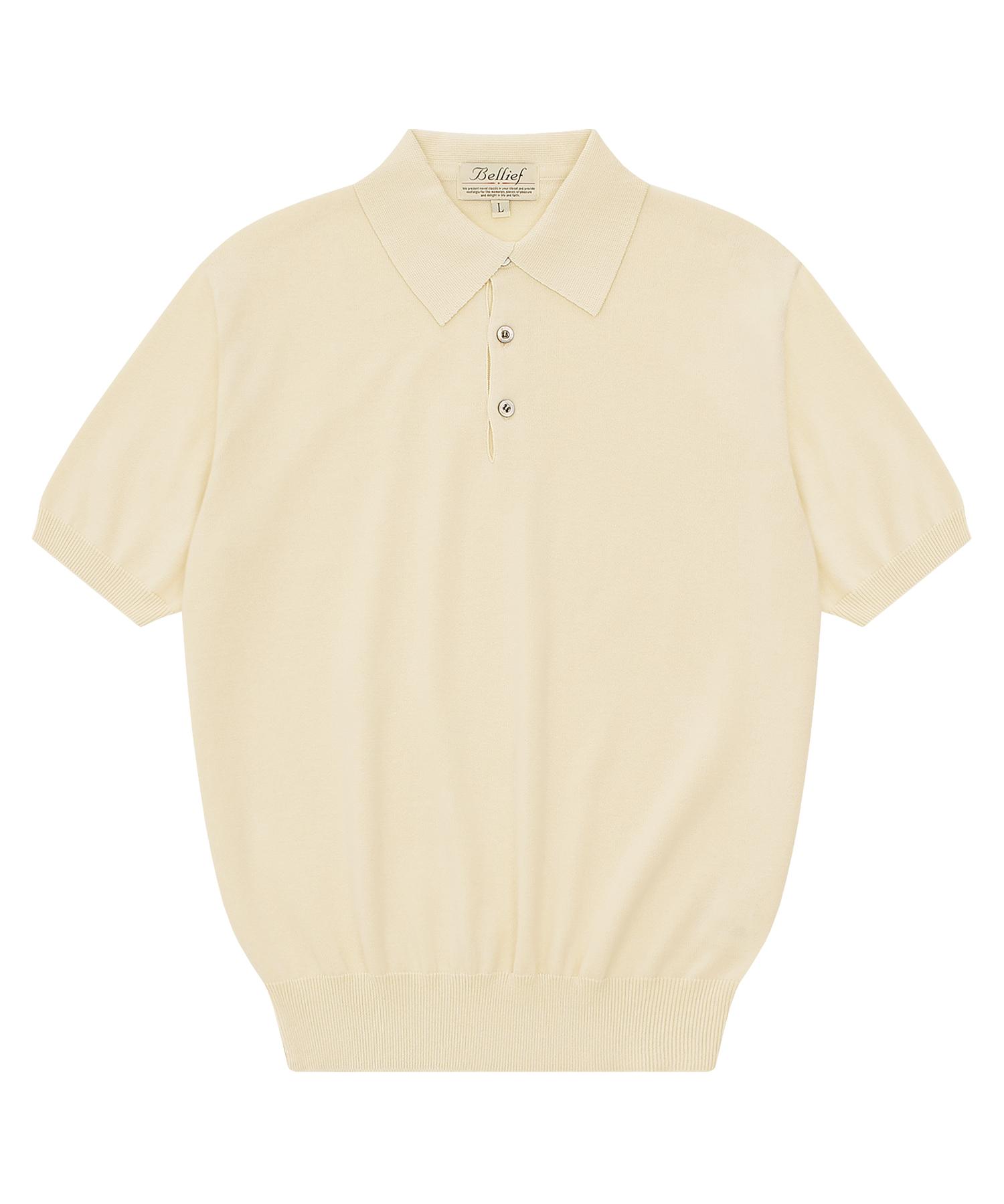 Belief Essential Short Sleeve Polo Knit (Ecru) M