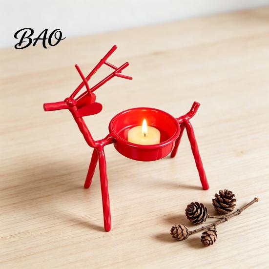 Durable Iron Craft for Bedroom Deer Shape Candle Holder, Metal Tealight Stand Dining Table Wedding Vintage Style Ornament Centerpiece, Decorative