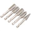 5Pcs Rotary File 14in Hex Shank Double Cut Metal Grinder Drill Bit Set for Carving Polishing