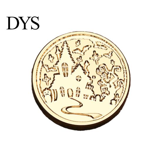 Pumpkin Wax Seal Halloween Themed Brass Stamp Head, Ghost Witch Bat Engraved Hand Account Decoration Sealing Replacement Head for Envelope Journal