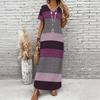 Women Plus Size V Neck Short Sleeve Geometric Printed Straight Maxi Dress