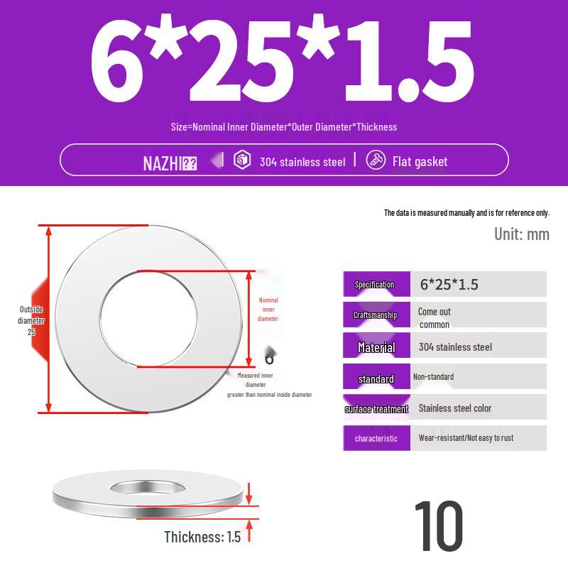 Thickened 304 Stainless Steel Flat Washer Spacer (M4-M8)