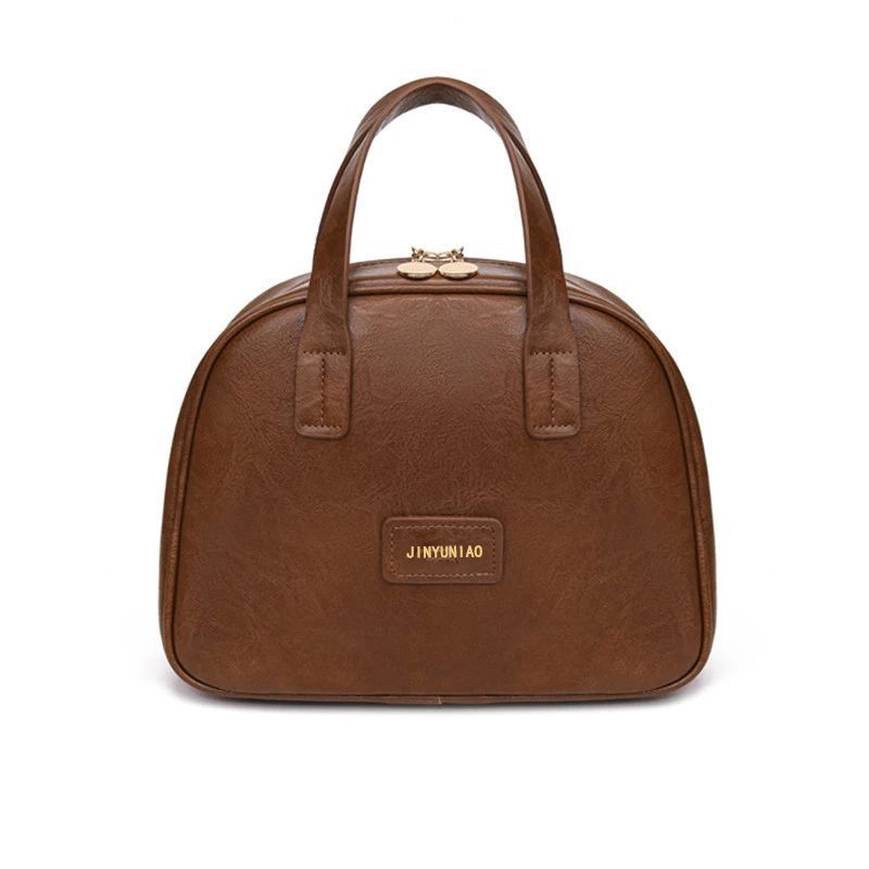 New oil wax leather retro women's bag, high-end portable cosmetics storage bag, large-capacity bag, travel toilet bag.