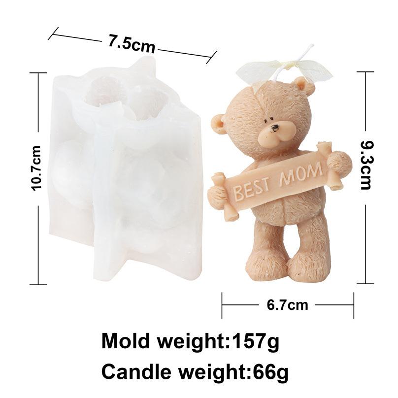 3D Love Heart Teddy Bear Silicone Mold DIY Animal Gypsum Epoxy Resin Handmade Soap Animal Mould Holiday Party Gifts Home Decor