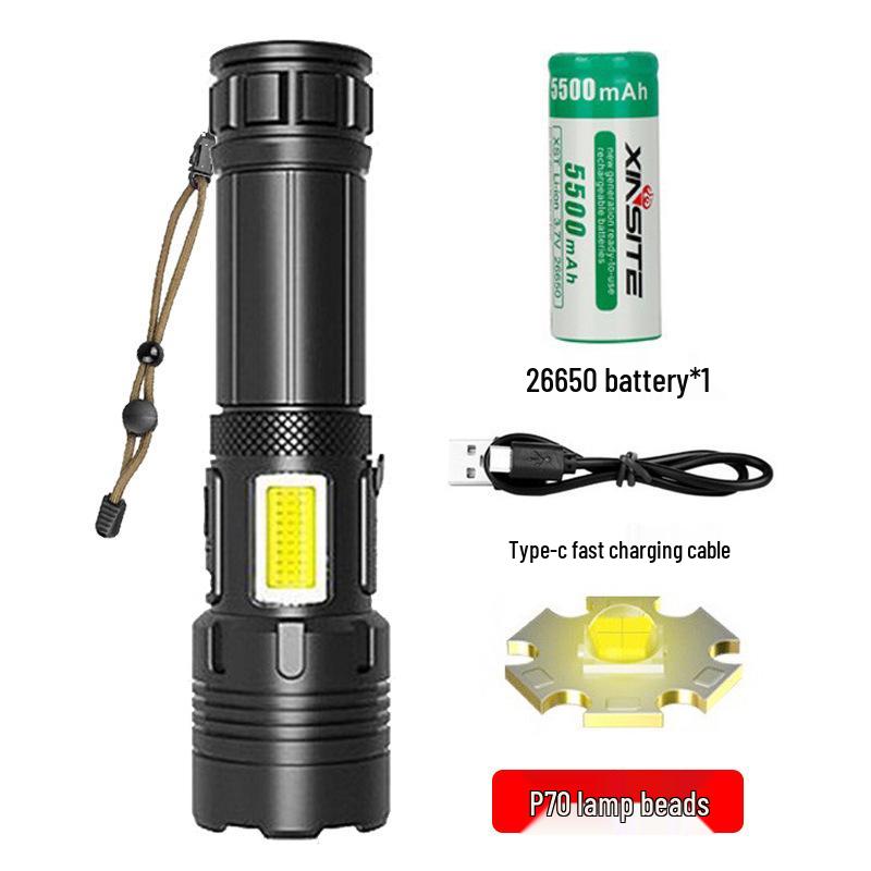 XHPp50 Aluminum Alloy Waterproof Flashlight with Telescopic Zoom & USB Charging