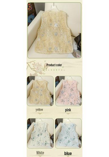 Spring/Summer National Style Jacquard Vest – Elegant Jacket for Middle-aged and Elderly Women