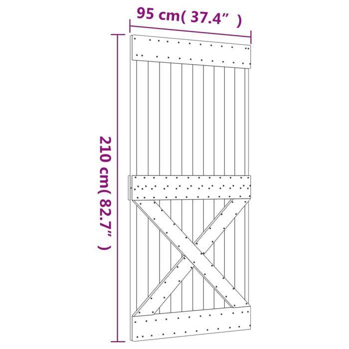 VidaXL Sliding Door and Hardware Kit 95x210 Cm Solid Pine, Interior Door, Interior Barn Door 3203270