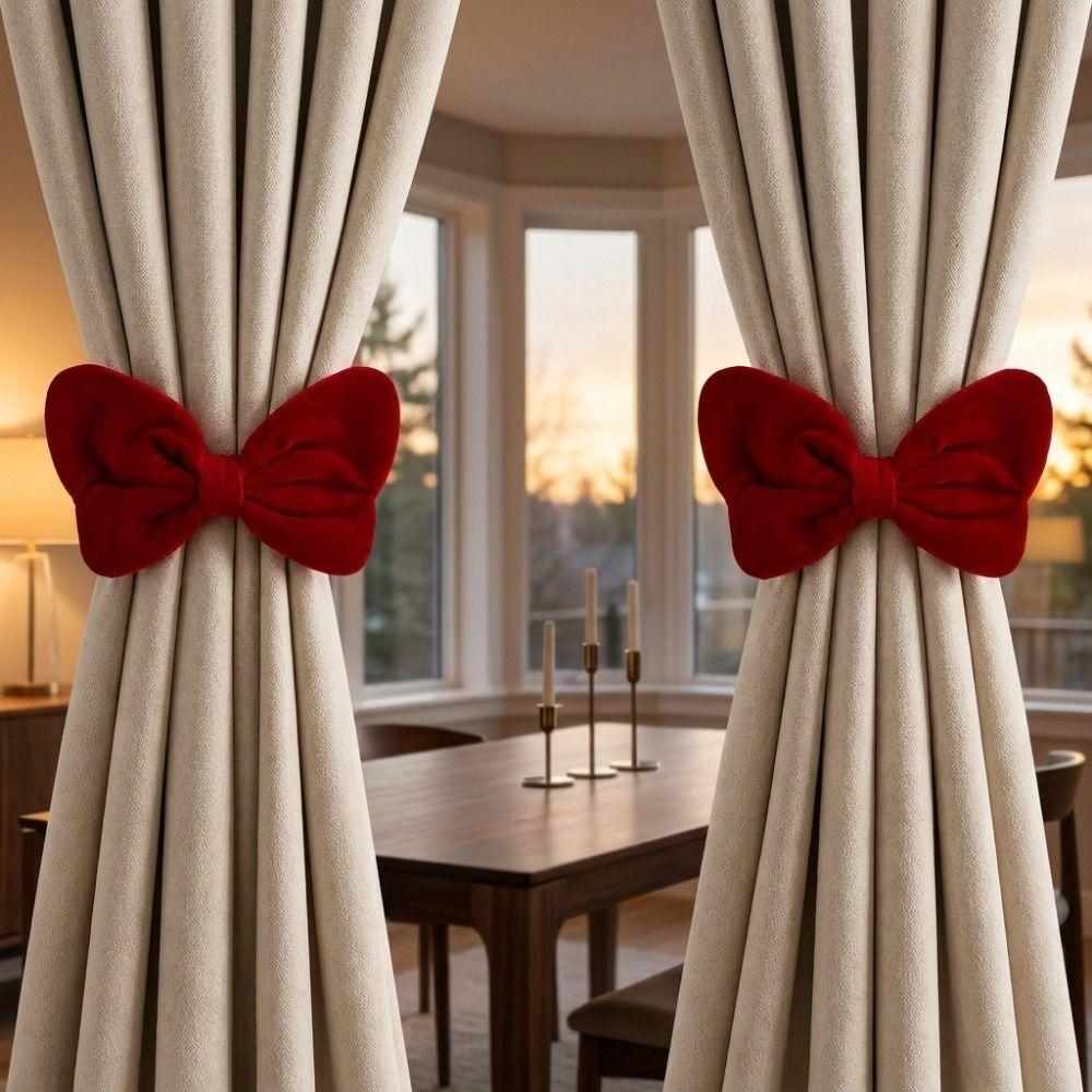 2Pcs Velvet Velvet Bow Curtain Tiebacks Creative Curtain Holders Curtain Strap Curtain Decor
