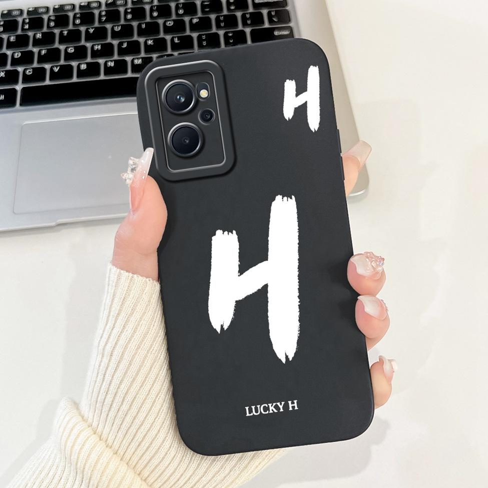 For Realme 9i 4G RMX3491 Cover For Realme 9i 4G Case Simple Fashion Luxury Letters A-Z Pattern Design Silicone Shockproof Bumper