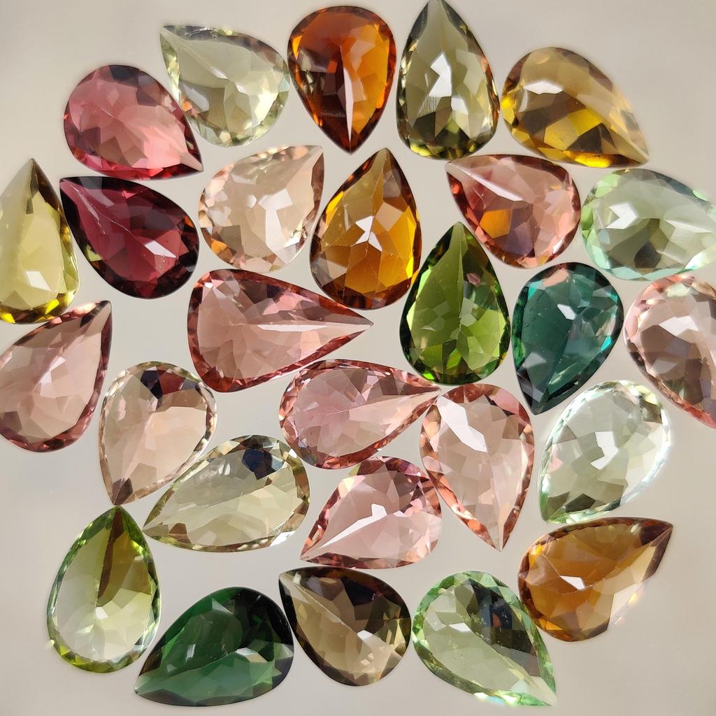 Best Quality Tourmaline Pear Cut Multi Gemstone, 6x9 MM Size Pear. Multi Tourmaline Loose Gemstone Lot, October Birthstone For Making Jewelry.