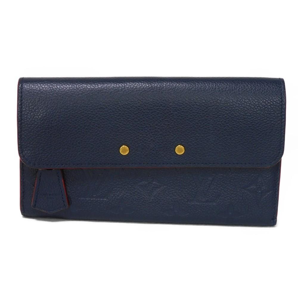 Used 12564 Portefeiulle Pont Neuf M62127 7940 LV logo flower navy red Monogram Empreinte Marine Rouge unisex from Japan