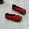 Women's Handmade Leather Shoes Summer Round Head Flat Soft Cowhide Hole Sandals