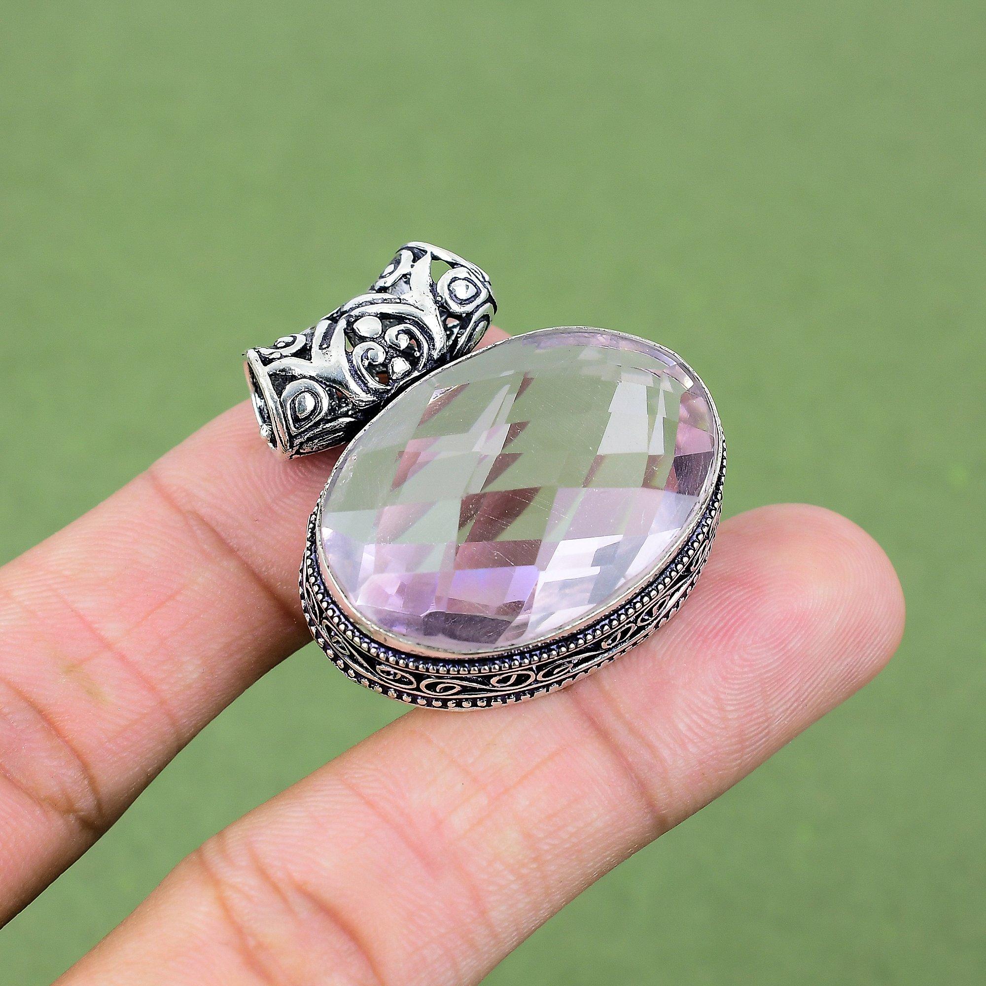 

Ювелирный кулон ручной работы из стерлингового серебра 925 пробы с розовым кунцитом 1,46 дюйма