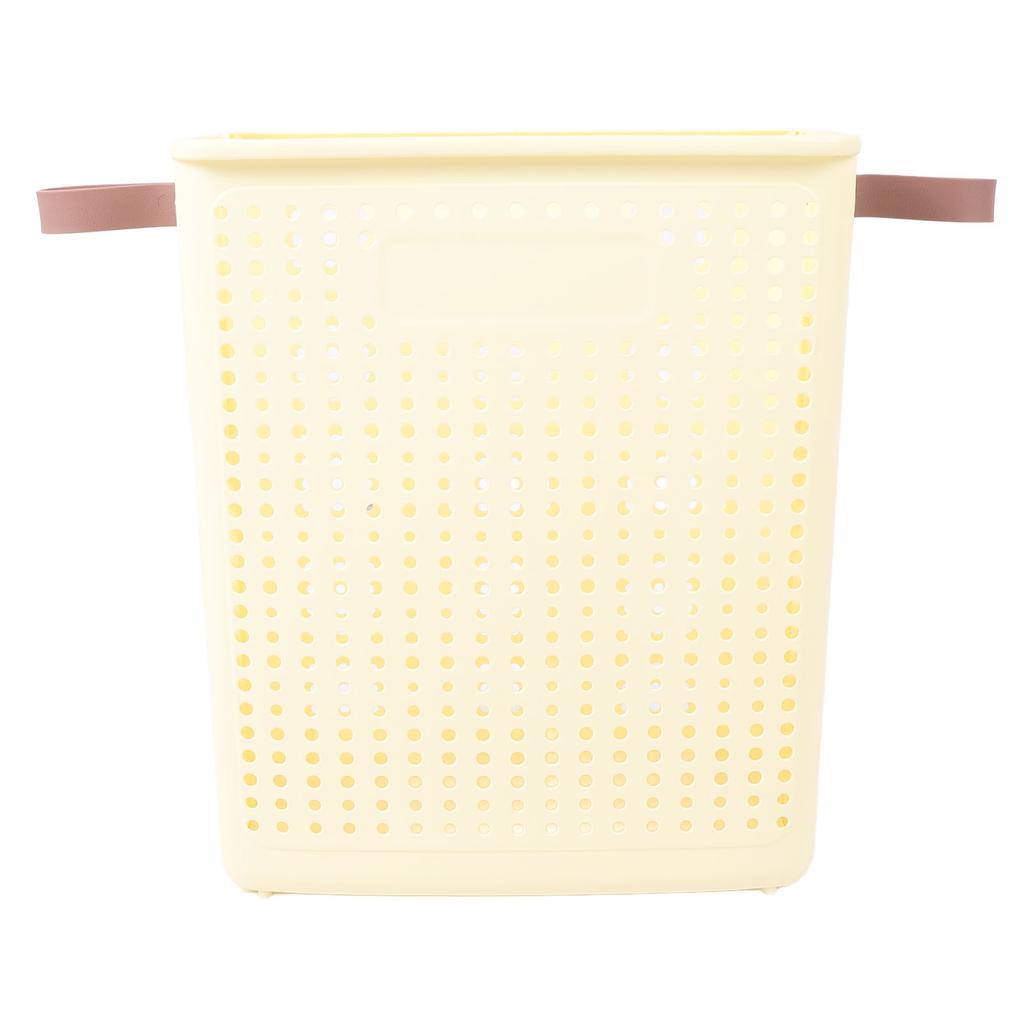 Slim Laundry Basket Foldable Space Saving Sturdy PP Plastic Narrow Clothes Hamper for Bathroom Corner Crm White