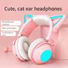 Adorable Cat Ear Wireless Earphone with Microphone Gaming Headphone Noise Cancelling Home Computer Laptop Accessory