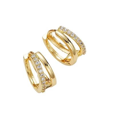 1 Paar Exquisite doppellagige Creolen für Damen Mädchen Luxus Temperament Ohrstecker Schmuckzubehör Geschenke