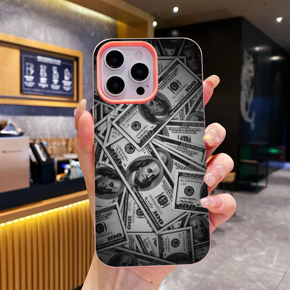 USD Dollar Jelly Double Layer Pink Mobile Phone Case for iPhone 17 16 15 14 13 12 11 Air Pro Max Plus Protective