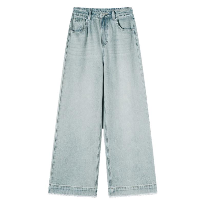 

TonLion Women s Fashion Lace Patchwork Wide-Leg Jeans 26