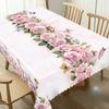 Spring Pink Rose Flowers Linen Tablecloth Wedding Party Decor Seasonal Floral Butterfly Table Cloths Mother'S Day Decorations