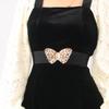 Women Dress Waist Belt Alloy Hollow Out Butterfly Buckle Elastic Waist Stretch Belt for Parties