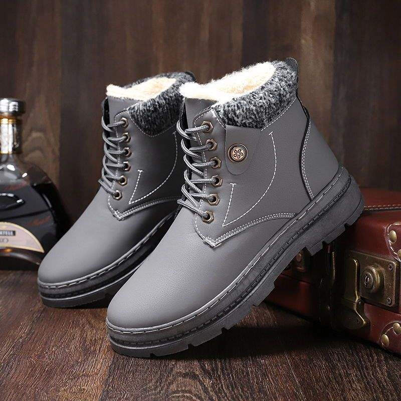 Winter Snow Boots Men's Velvet Thickened Warm Martin Boots Short Boots Northeast Waterproof High-top British Northeast Cotton Shoes