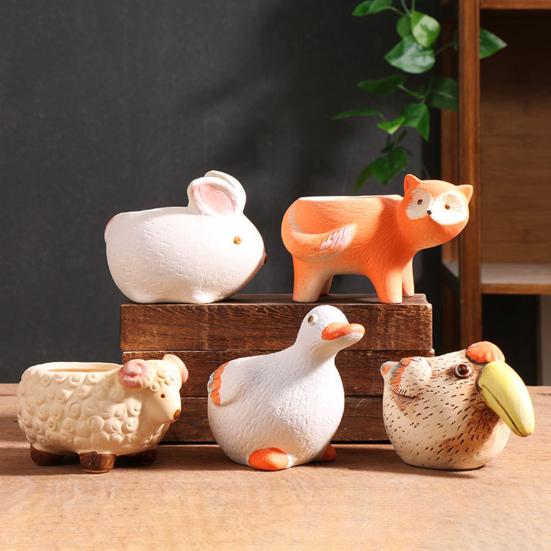 

Cartoon Duck Rabbit Fox Bird Fish Shape Flower Pot Ceramic Plants Bear