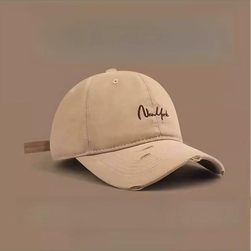 Distressed Perforated Duckbill Cap Cotton Baseball Cap Embroidery Adjustable Deep Fit Baseball Cap For Big Head Daily Hiking