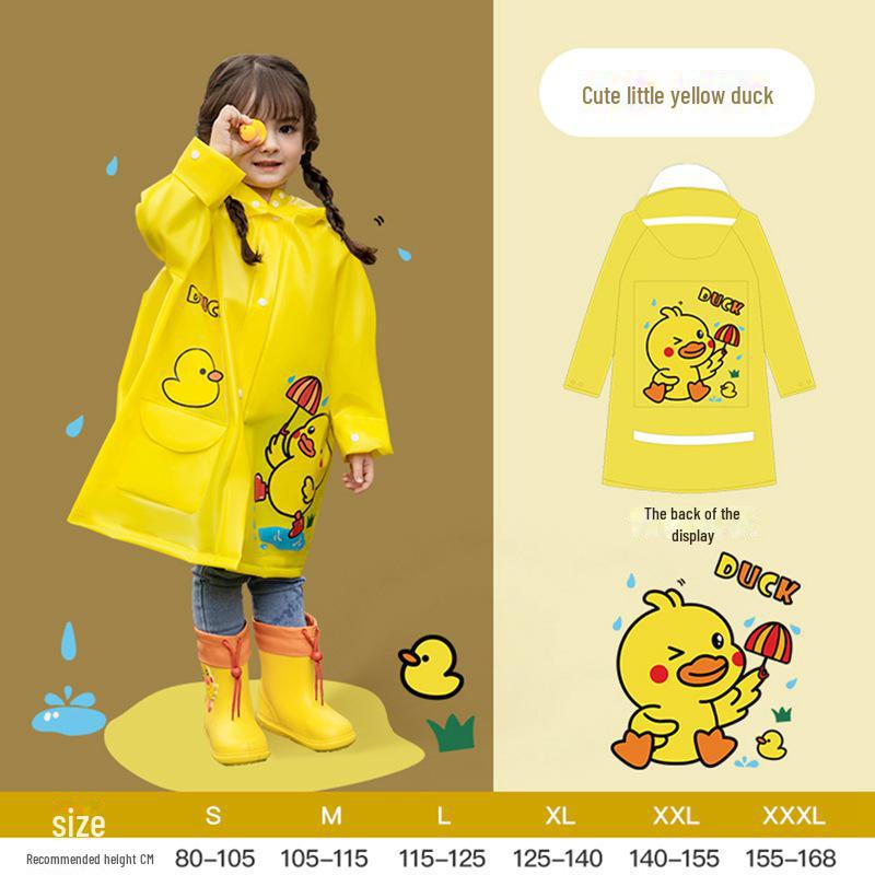 Kids' Waterproof EVA Raincoat with Large Brim and Backpack Space for Boys and Girls