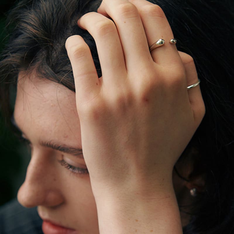 green [925 silver] Five.silver.58 / open ring