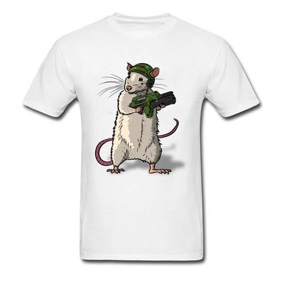 Brand Mouse Fight Casual Tee-Shirt Interesting Tshirt Rat Cool T Shirts Outfit Cartoon T-Shirt Cotton Four Seasons