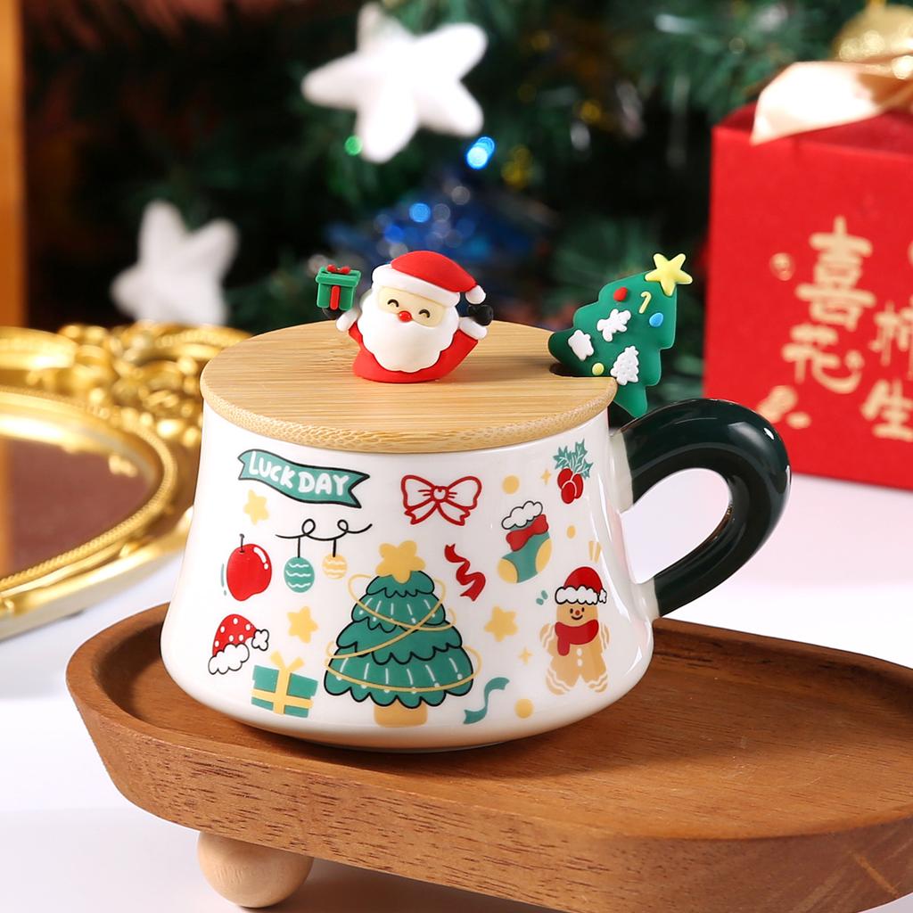 Santa Claus Creative Cartoon Ceramic Mug, Christmas Gift Cute Coffee Mugs, Breakfast Milk Cups, Couple Kawaii Cup,with Gift Box