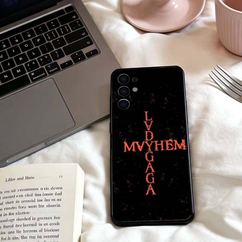 LADY GAGA M-MAYHEM Phone Case For Samsung S25,24,23,22,30,21,10,9,Ultra,Plus,Lite,FE,4,5 G Soft Black Case