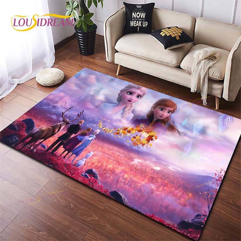 3D Printing Rug for Kitchen Doormat Bedroom Anime Frozen Carpets for Living Room Laundry Bathroom Non-slip Floor Mat