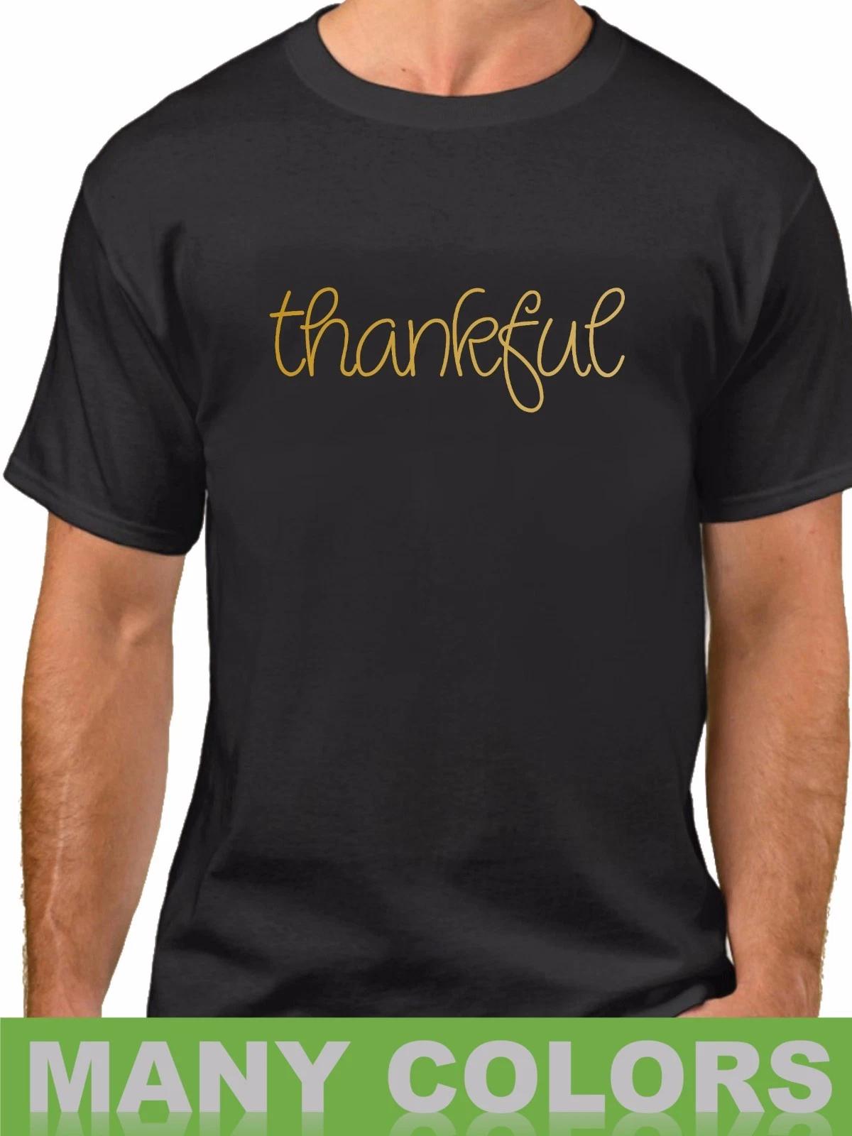 Thankful Grateful Blessed Tee Shirt Thanksgiving Holiday Top Fall Outfit Gift M