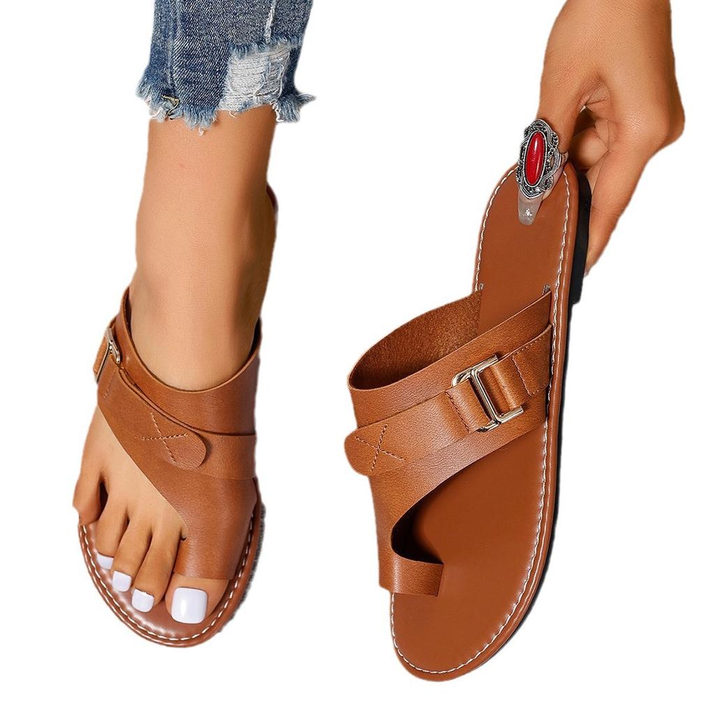 Fashion Shoes for Women Plus Size 36-43 Women Slippers Outside Casual Beach Summer Flats Flip Flop Sandals Clip Toe Rome Buckle Sandals