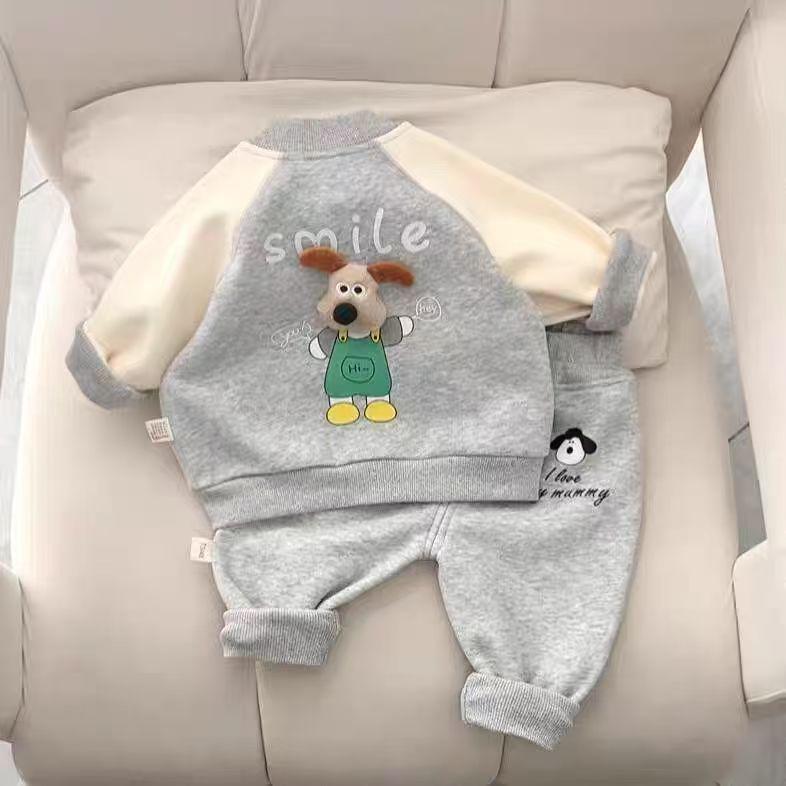 

Spring Boys Stylish Two-Piece Outfit: Infant and Toddler Back Dog Design Size 100, for height 90 cm