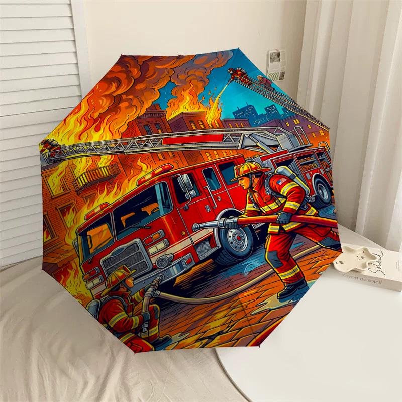 

1PC Firefighter Firetruck Umbrella-8-Rib Reinforced, Automatic Open, Lightweight & Durable, Fashion Accessory for Outdoor, H0348