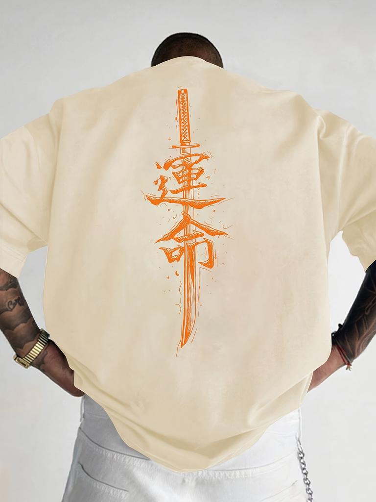 Japanese Samurai Sword Print 100 Cotton Trend Men Women Tshirt Summer Autumn Daily Outdoor Sports Party Casual Short Sleeve