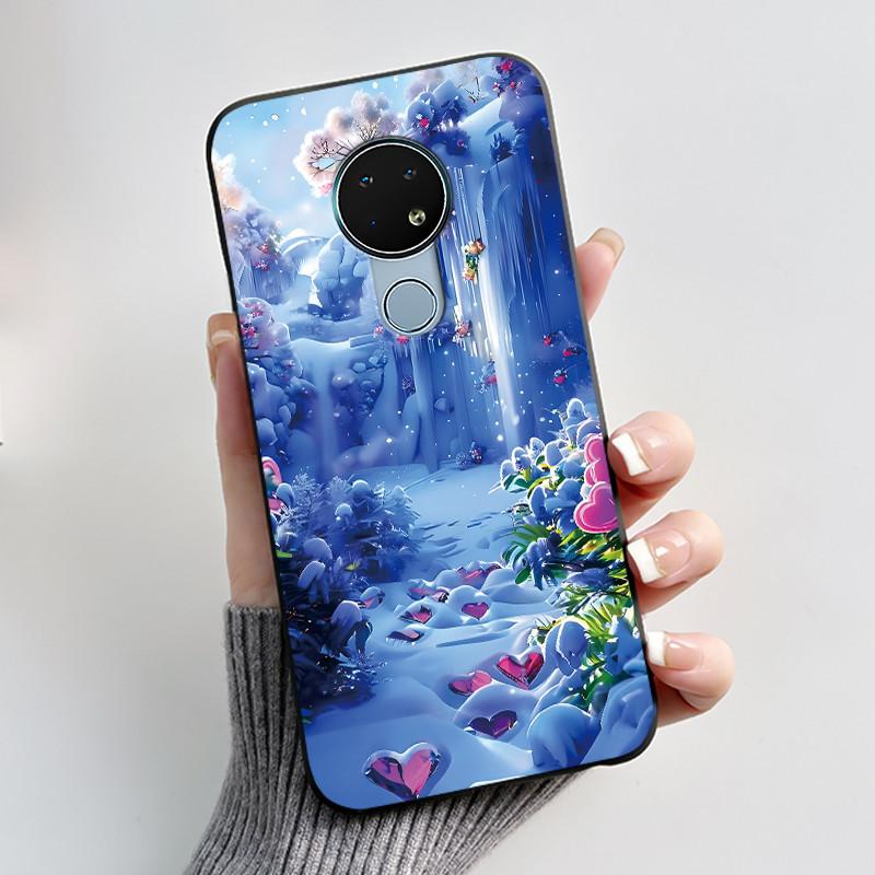Coque Mignonne Pour Nokia 6.2 / Nokia 7.2 Fundas Capa Coque Imprimée Coque de Protection Silicone Souple Dessin Animé Coque Noire