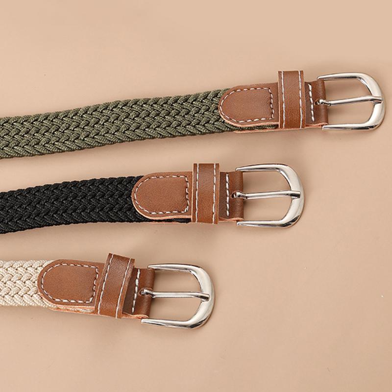 1Pc U Shape Buckle Elastic 100x2.5CM Unisex Belts Mens/Women Canvas Webbing Braided Imitation Leather
